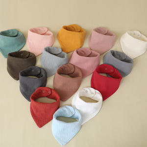 Многоразовые муслиновые слюнявчики-банданы для новорожденных мальчиков и девочек, однотонные, дышащие, незаменимый подарок от производителя - Product Image 1