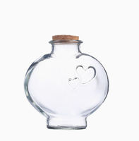 Bouteille en verre en forme de cœur de 500 ml avec bouchon en liège, estampage à chaud, pour vœux, décoration de mariage, cadeau DIY