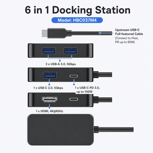 Hub <span class=keywords><strong>USB</strong></span> C 6 en 1, Estación de Acoplamiento 4K 60Hz <span class=keywords><strong>HDMI</strong></span> 100W PD, Adaptador Tipo C a <span class=keywords><strong>USB</strong></span> 3.0, Divisor Multipuerto para MacBook y Laptop - Product Image 3