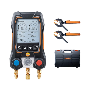 Juego de Manómetros para Aire Acondicionado Testo 550s - Uso HVAC, Incluye 2 Termómetros de Abrazadera para Tuberías Testo 115i, Kit de Recarga de Aire Acondicionado, 1 Año de Garantía - Product Image 1