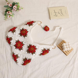 Sac à bandoulière en paille avec anneau <span class=keywords><strong>rond</strong></span> et décor floral, sac à main <span class=keywords><strong>chic</strong></span> bohème avec accent métallique - Product Image 5