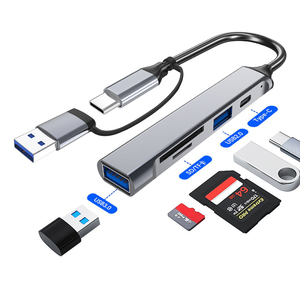 Station d'accueil 5 en 1 haute vitesse 5 Gbps en alliage d'aluminium, hub <span class=keywords><strong>USB</strong></span>-<span class=keywords><strong>C</strong></span>, lecteur de cartes TF/MicroSD/<span class=keywords><strong>SD</strong></span>, USB3.0, USB2.0, en stock - Product Image 1
