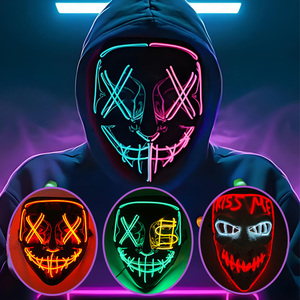 Máscaras de Cosplay de Halloween Horror Killer, máscara de PVC luminosa de <span class=keywords><strong>purga</strong></span> inalámbrica con luz LED para decoración de habitación y coche de fiesta de Carnaval - Product Image 1