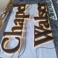 Letras Iluminadas con Halo, Recubiertas de Acero Inoxidable Negro Mate, Pintadas con Spray de 75 mm de Grosor, Alta Calificación, Letrero Personalizado, Directo de Fábrica