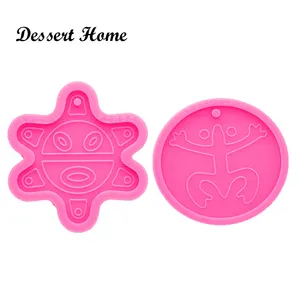 Dy0693 Sáng Bóng Ấn Độ Mặt Trời Silicone Khuôn Cho Móc Khóa Epoxy Nhựa Thủ Công Coqui taino Pr Cờ Khuôn DIY Handmade Charms Khuôn