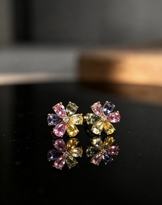 Pendientes de Oro Real de 18K Xinfly Au750 con Zafiros de Colores, Elegantes Joyas Finas para Mujer, Regalo para Mujer - Product Image 4