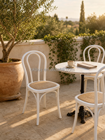 Chaise à dossier croisé en PP imitation bois avec coussin en rotin OK-PP1106R pour hôtels, mariages, événements et sièges commerciaux