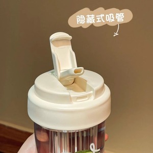 Gobelet en plastique mignon avec couvercle et paille, résistant à la chaleur, pour les étudiants, idéal pour la rentrée scolaire - Product Image 3