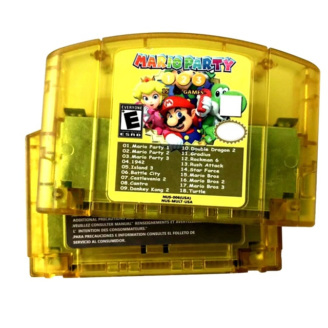 In Stock USA NTSC Version English Language Retro Video Game Card 18 in 1 N64 Super Party 1 2 3 Memory Card for Mario