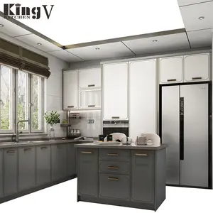 KINGV disegno della cucina in pakistan partizione cucina di design foto da cucina in vetro porta di legno di disegno di diversi piccoli armadi bianchi