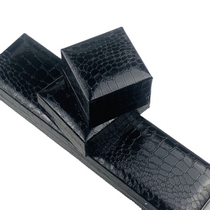 Luxury Top Quality Modern Black Crocodile Paper Velvet Insert Jewelry Set Box Paper Box Jewelry Packaging Shopping