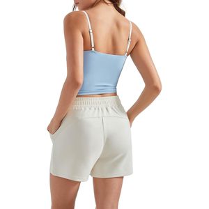 FOXA Athletic Sweat <b>Shorts</b> Women High Waisted With Pockets Summer <b>Lounge</b> Wear Breathable Knitted Spandex Polyester - Product Image 4
