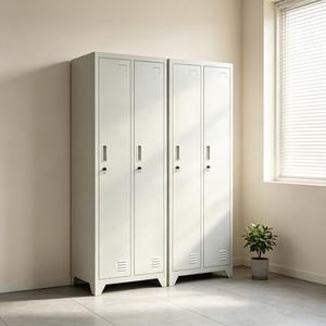 2-Türiger Metallschrank Metall-Fußschrank Garderobenschrank mit Spiegel für Fitness-Studio Büro Zuhause Schlafzimmer Aufbewahrung - Product Image 3