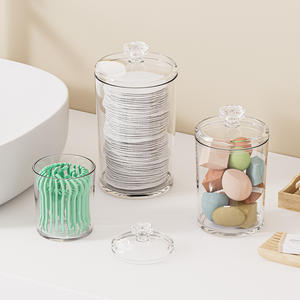 Juego de tarros organizadores de maquillaje de plástico transparente con tapa para toallitas de algodón, hisopos y esponjas, contenedor de almacenamiento de cosméticos, tres tamaños - Product Image 1