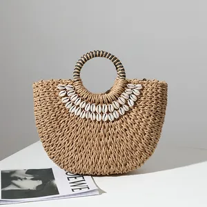 Beach Bags for Women Half Moon Straw Bag Wholesale Beach Straw Tote Bag Women Handbags