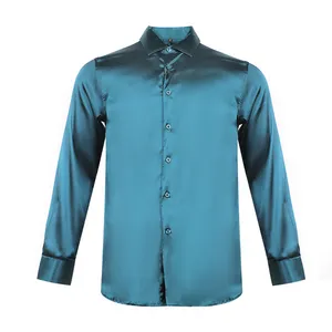 Erkekler için promosyon kaliteli pürüzsüz bluz düğmesi aşağı katı tasarımcı gömlek