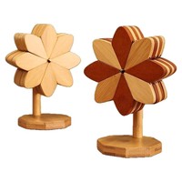Vente en gros de sous-verres 3/4/5 par arbre en forme de moulin à vent en bois massif 3 couleurs sous-verres de table décorations de table résistantes à la chaleur