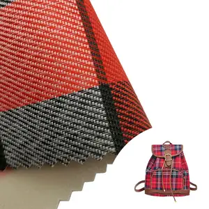 tartan plaid upholstery taffeta fabric for bag with pvc foaming agent