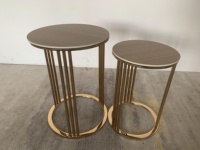 Grossiste moderne bon marché petite table basse ronde en acier inoxydable et laiton doré table d'appoint table d'angle pour le salon