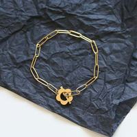 Bracelet Minimaliste en Acier Inoxydable Plaqué Or 18K avec Fermoir OT, Chaîne Ovale Fleur et Trombone pour Femmes et Hommes