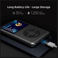 Reproductor MP3/MP4 de Gran Memoria de 128GB con Batería de Larga Duración de 35 Horas, Conveniente para Deportes y Viajes, con Soporte para Radio FM y Audiolibros, de Plástico