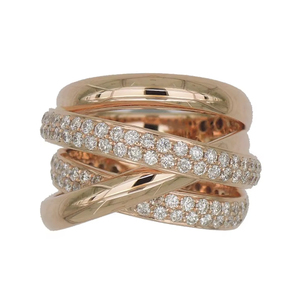 แหวนแฟชั่นฮิปฮอป ดีไซน์หรูหรา แหวนสแตนเลสชุบทองประดับเพชร 3 วง - Product Image 1