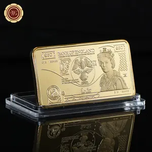 Custom Queen Elizabeth II Commemorative 50 Pound Square Gold Coin Gold Plated Bullion Bars