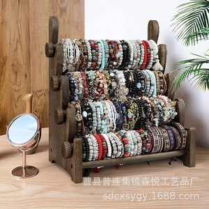 Wooden Bracelet Display <b>Stand</b> 4 Layers Solid Wood Jewelry Organizer Desktop Storage Rack For Home Use - Product Image 1