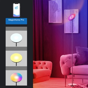 China Wholesale Modern Remote Control App Control Smart Home Voice Control 2.4G WiFi RGBW Dimmable Iron Torchiere LED Floor Lamp - Product Image 4