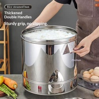 Seau à riz vapeur multifonctionnel Zhongzhi 201 en acier inoxydable sans fond, 2 couches, 6L, avec couvercle en acier inoxydable, compatible gaz et induction