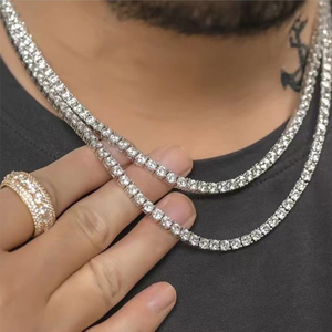สร้อยคอและกำไลข้อมือเทนนิสประดับโมอิสซาไนต์สี D ขนาด 3 มม.-6.5 มม. ระดับความสะอาด VVS เงินแท้ 925 ชุบทอง 18k พร้อมใบรับรอง GRA สไตล์ฮิปฮอปสำหรับผู้ชาย - Product Image 5