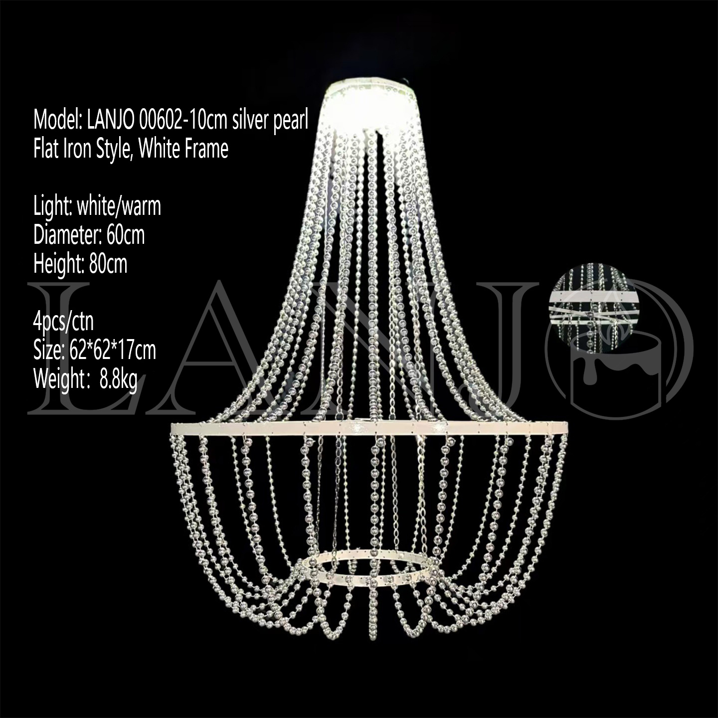 LANJO 00602-10cm perle argentée