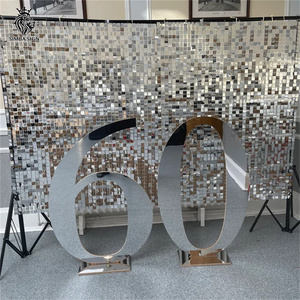Chiffres en acrylique argenté effet miroir de 3 et 4 pieds pour les décorations de fête du 70e anniversaire, du 18e, du 30e, du 60e, de Diwali et du Ramadan - Autoportants - Product Image 4