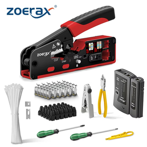 11 in 1 RJ45 Crimping Tool Kit Rj45 Crimper Stripper Cutter Pass Through Crimper for 8P RJ45 Cat5 Cat5e Cat6 Cat6a 6P RJ11/12 - Product Image 1