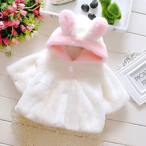 Manteau d'hiver pour bébé fille, doux, en fausse fourrure, avec capuche oreilles de lapin, nœud papillon et boutons pompons, veste pour tout-petit - Product Image 2