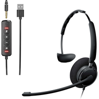 Headset On-Ear Berkabel USB OPPTEL dengan Peredam Kebisingan Aktif dan Mikrofon Terintegrasi untuk Call Center Bisnis Komputer