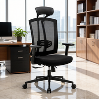 Meilleures ventes 360 ° Chaise de bureau pivotante à dossier haut en maille avec appui-tête en PU et vérin à gaz