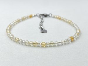 Pulsera de Citrino Facetado, Joyería Delicada con Piedras Preciosas, Cuentas Microfacetadas, Pulsera de Cristal, Joyería Minimalista, Pulsera con Piedras Preciosas Pequeñas - Product Image 1