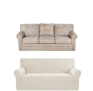 Jacquard Knitted Elastic Modern Solid <b>Sofa</b> Slipcover Three-Seat Protective <b>Stretch</b> Customizable Color 180-235CM Width - Product Image 4