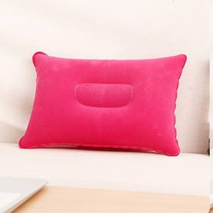 Oreiller gonflable d'extérieur 28x24x10cm, matériau floqué rectangulaire, oreiller de voyage portable pour le camping, pour enfants et adultes, bleu ciel - Product Image 2