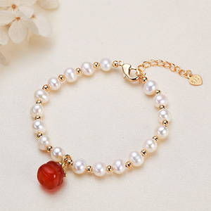 Parures de bijoux fins en gros, petit pendentif en agate goutte d'eau, pendentif en persimmon, bracelets en perles d'eau douce Ruyi - Product Image 2