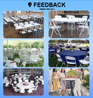 Table de banquet pliante ronde moderne en acrylique blanc LEAD L-187, offre spéciale, avec chaises pour 8-10 personnes, idéale pour mariages et fêtes en extérieur, vente en gros