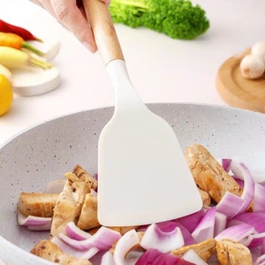 12-Piece Silicone Kitchen Utensil <b>Set</b> With Wooden Handle Non-Stick Heat Resistant Spatula Spoon Ladle For Cooking <b>Baking</b> - Product Image 4