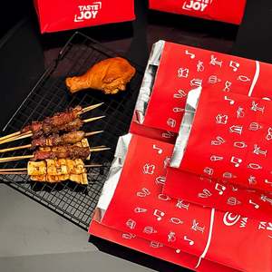 Sac en papier kraft personnalisé pour poulet, rouleaux de poulet BBQ, kebab, burger, pizza, chips de pommes de terre, doublé de papier aluminium anti-graisse - Product Image 6