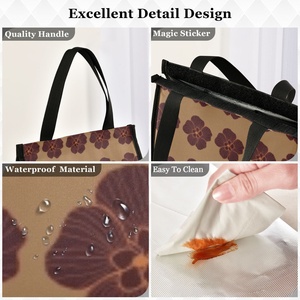 Simple Style Hawaii Portable Lunch Insulated Bag Brown Hau Flower Custom Print Reusable Insulated Tote Lunch Bag with Logo - Product Image 3