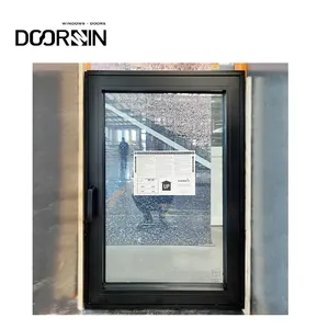 China Supplier Coating Finish Modern House Window Design Glass Windows Tilt And Turn Aluminum Black Window