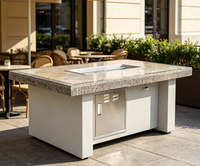Table de foyer au gaz carrée moderne en acier inoxydable, autoportante, pour extérieur, avec commande par bouton, protection haute pression, facile à assembler