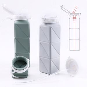 Factory Travel Portable 620ml Silicone Folding Cup with logo Water Cup BPA Free Silicone Camping Hiking Water <b>Bottle</b> 21 oz - Product Image 2