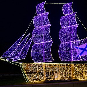 ไฟประดับเรือคริสต์มาส LED กันน้ำ รูปเรือใบ ตกแต่งสวน ประดับตกแต่งภายนอกบ้าน สำหรับเทศกาลวันหยุด - Product Image 1