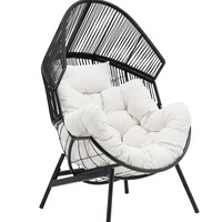 Sedia da Giardino Moderna in Rattan Sintetico con Telaio in Acciaio, Resistente alle Intemperie
